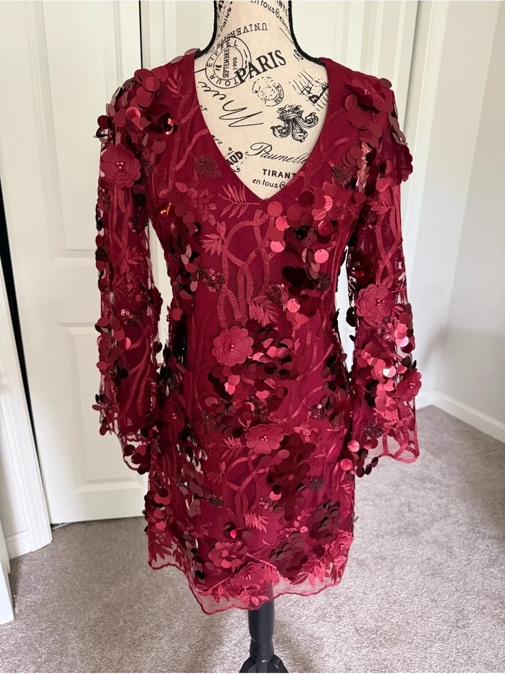 short and puffy dresses Fern Puff Sleeve Mini Dress Evening Dresses , Women Color- (Bag Color):Red CC knee length dresses appliques 4